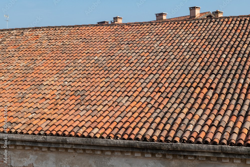 tiles of historic building, the large pitches of the sleeves of the and factories of the venice arsenal home to part of the biennial, imposing roofs with historic tiles. maintenance for infiltrations. tiles of historic building, the large pitches of the sleeves of the and factories of the venice arsenal home to part of the biennial, imposing roofs with historic tiles. maintenance for infiltrations.