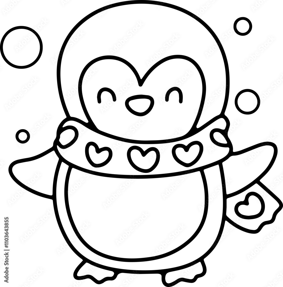 Christmas cute penguin hand drawn illustration cute coloring Christmas cute penguin hand drawn illustration cute coloring