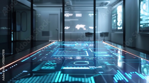 Wallpaper Mural Futuristic digital dashboard featuring a transparent holographic interface with data visualization analytics and intelligent control panel elements in a modern innovative technology concept Torontodigital.ca