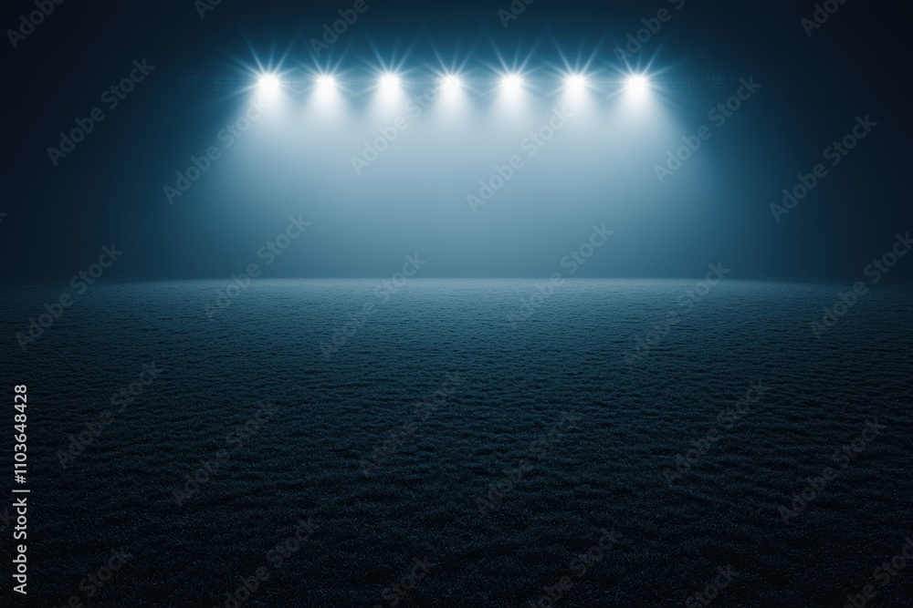 Obraz premium Dark Stadium Night Fog Lights Field Dramatic Mystery