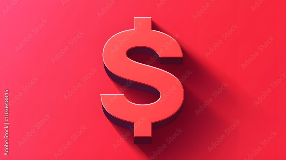 Obraz premium Modern flat dollar sign icon, clean edges, and minimal color palette