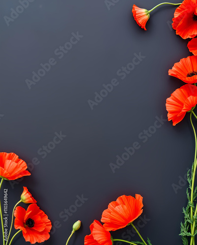 red poppies border