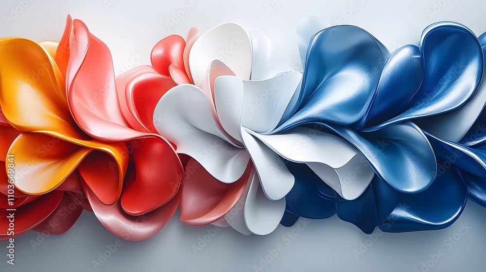 Fototapeta premium Abstract landscape of flowing lines and shapes, celebrating Veterans Day with patriotic colors and a sense of strength