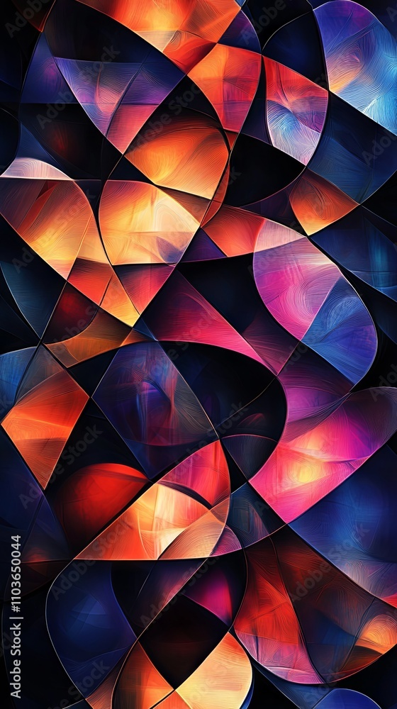 Obraz premium Abstract Geometric Art with Vibrant Colors and Intricate Shapes