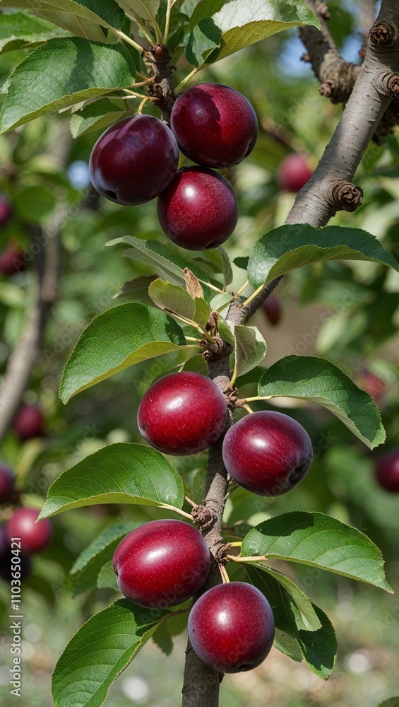 Plum Tree Deciduous tree bearing sweet round fruits often purple or red Plum Tree Deciduous tree bearing sweet round fruits often purple or red