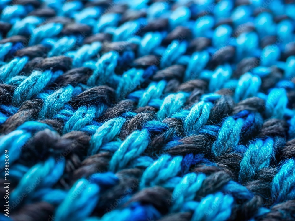 Intricate Blue and Black Knitted Pattern in Tilt-Shift Photography Style, Showcasing Textures and Depth in a Unique Perspective for Textile Enthusiasts and Designers Intricate Blue and Black Knitted Pattern in Tilt-Shift Photography Style, Showcasing Textures and Depth in a Unique Perspective for Textile Enthusiasts and Designers