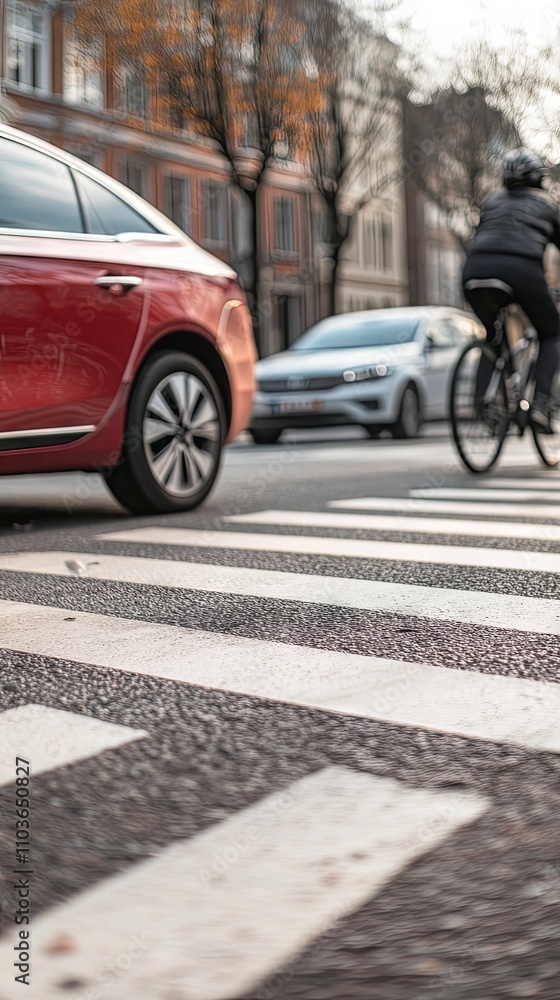 City Street Scene with Crosswalk and Vehicles City Street Scene with Crosswalk and Vehicles