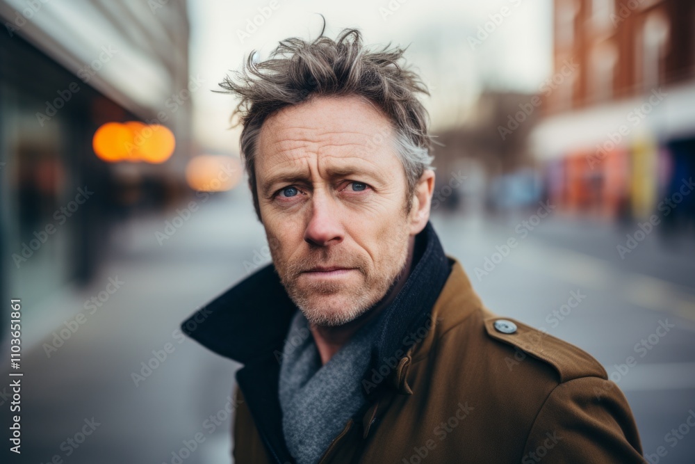 Portrait of a middle-aged man in a city street. Portrait of a middle-aged man in a city street.