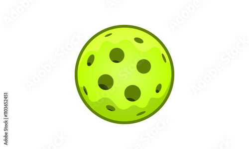 Isolated 3D Neon Green Pickleball Ball Vector Illustration on White Background
