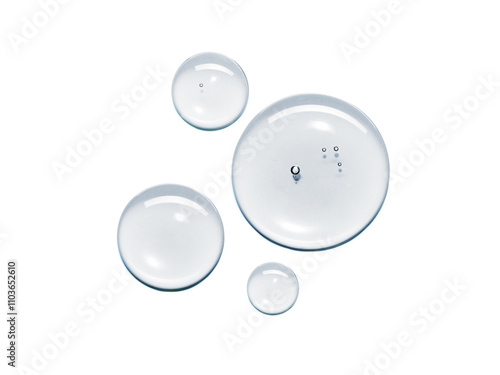 Clear serum oil sample swatch round shape texture isolated on white background. cosmetic Hyaluronic acid retinol collagen science lab product sample