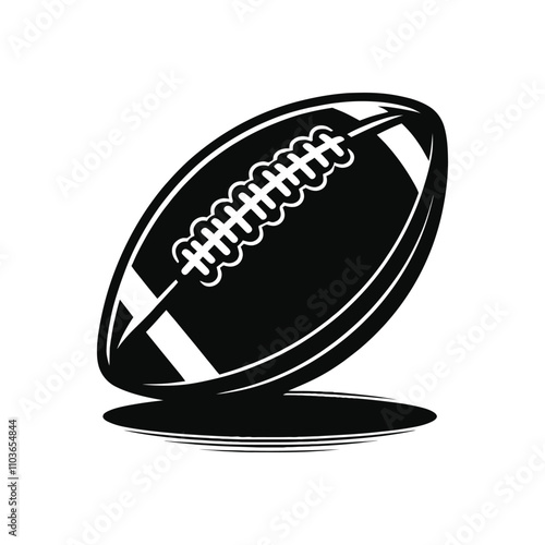 High-Quality Silhouette Vector of an American Football Ball with Laces and Shadow