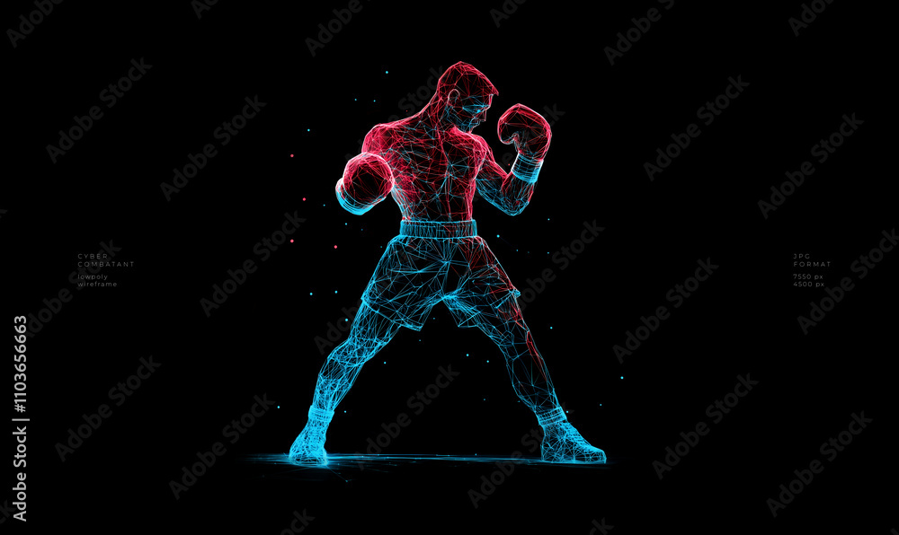 Obraz premium Boxer low poly technology background with abstract polygonal digital design