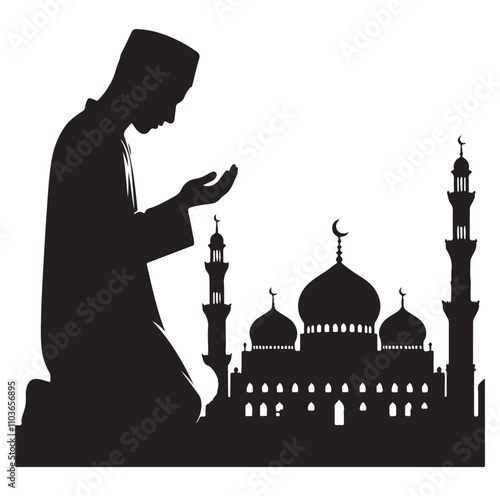 Muslim Praying Vector silhouette vector illustration