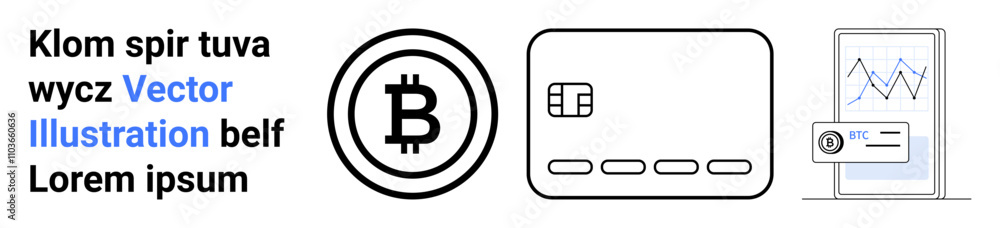 Bitcoin symbol next to a credit card and a smartphone displaying a financial chart with a credit card. Ideal for digital currency, online payments, mobile banking, finance apps, investment tracking Bitcoin symbol next to a credit card and a smartphone displaying a financial chart with a credit card. Ideal for digital currency, online payments, mobile banking, finance apps, investment tracking