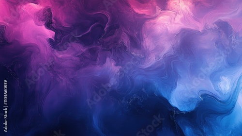 Abstract gradient background with flowing dark blue and rich purple hues, creating a smooth, dreamy visual effect with soft swirls and clouds.