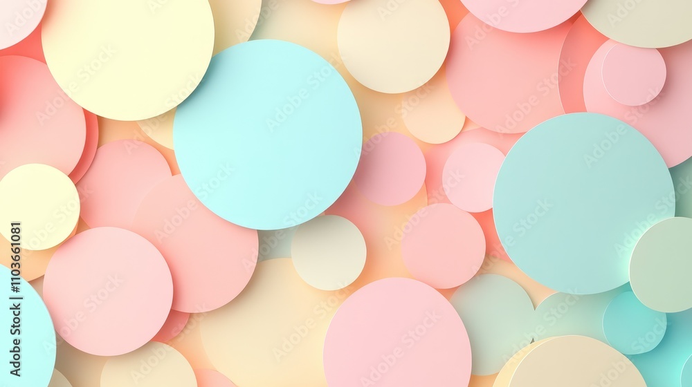 Soft pastel-colored 3D circles create a harmonious abstract background with layered shapes and varying sizes, evoking calm and creativity. Soft pastel-colored 3D circles create a harmonious abstract background with layered shapes and varying sizes, evoking calm and creativity.