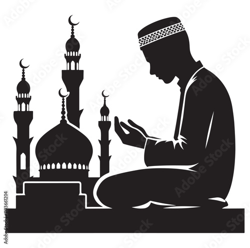 Muslim Praying Vector silhouette vector illustration