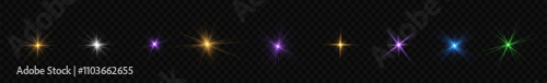 Sun ray glow abstract shine light effect starburst beam sunshine glowing isolated image. Lights flare, star flash light, white sun rays, png. Realistic sun rays. 