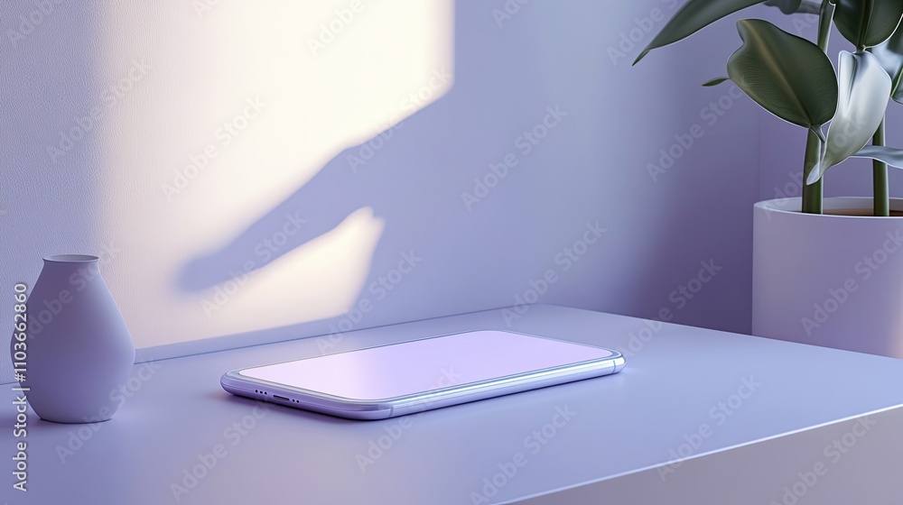 Lavender Smartphone Mockup Minimalist Design Scene Lavender Smartphone Mockup Minimalist Design Scene