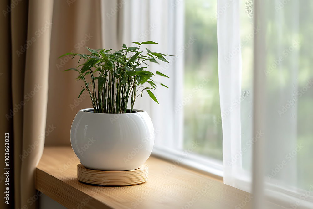 Elegant Indoor Plant on a Windowsill Elegant Indoor Plant on a Windowsill
