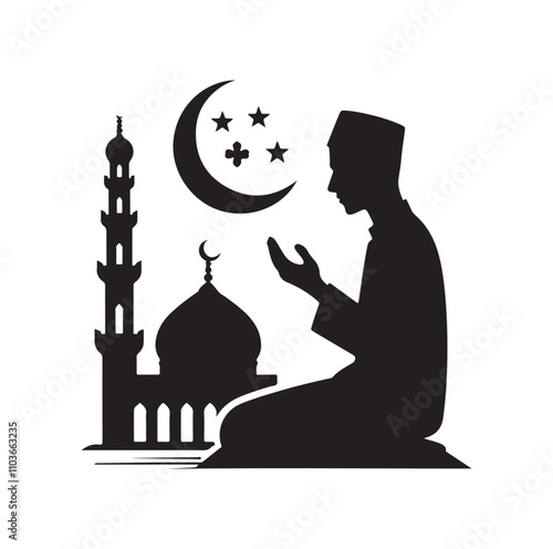 Muslim Praying Vector silhouette vector illustration