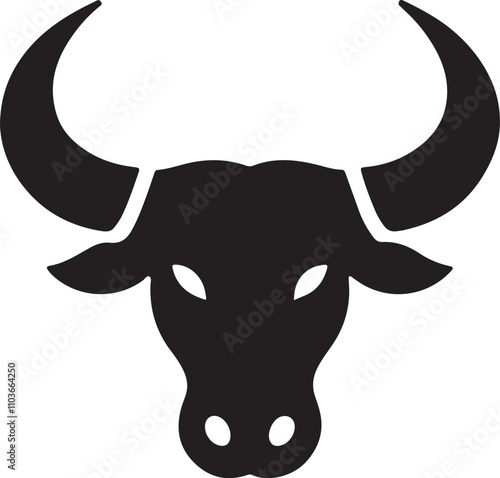 High-quality bull head silhouette vector art for creative projects and branding.