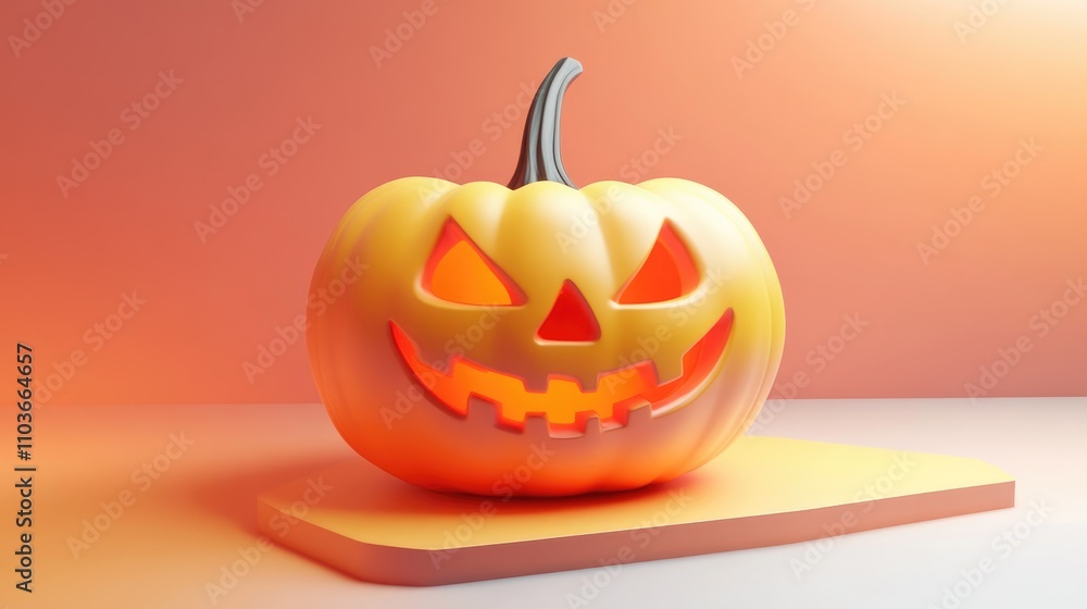 3D Halloween pumpkin design with glowing features and a smooth, softly blurred backdrop accentuating its festive appearance. 3D Halloween pumpkin design with glowing features and a smooth, softly blurred backdrop accentuating its festive appearance.
