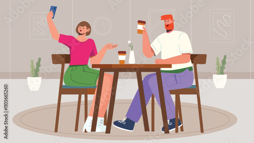 Taking selfie Concept Illustration