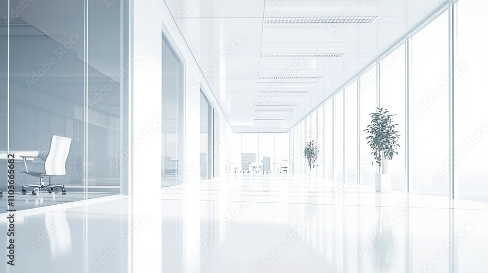 Obraz premium Clean office space with white walls and floors.