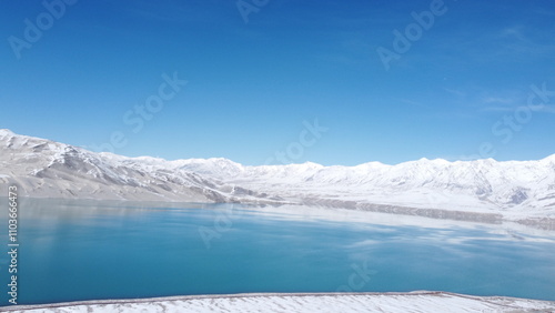 China Xin Jiang, snow lake, snow mountain view 