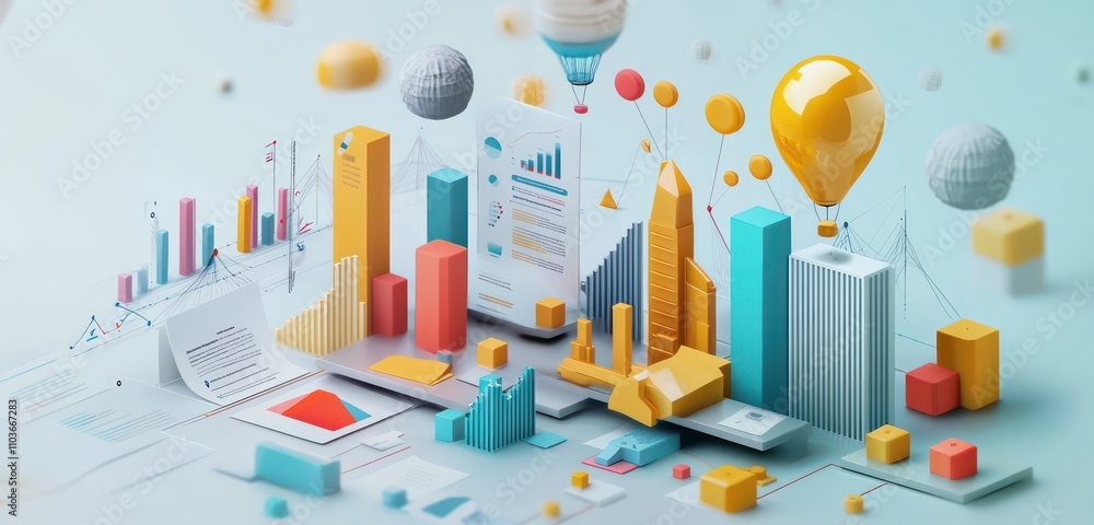 Fototapeta premium Business Strategy Explained Through 3D Interactive Presentation