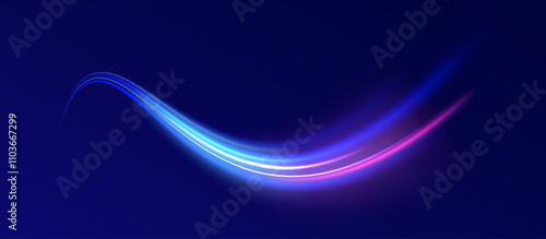 Speed of light concept background. Abstract background rotational border lines, png, effect, wave,neon,line. Neon stripes in the form of drill, turns and swirl. 