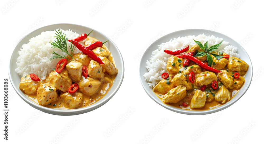 Delicious Chicken Curry with Rice Dish Presentation
