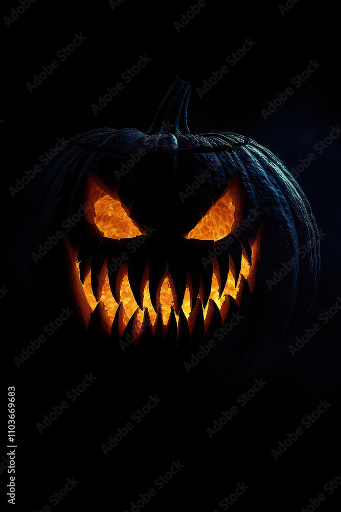 Sharp-Toothed Pumpkin Face on Black Sharp-Toothed Pumpkin Face on Black