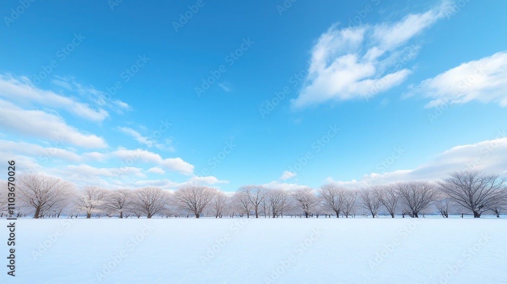 Serene Winter Landscape with Bare Trees and Clear Blue Sky Serene Winter Landscape with Bare Trees and Clear Blue Sky