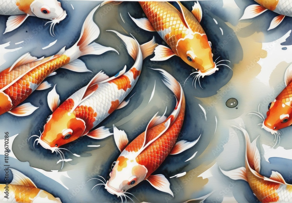 Vibrant Koi Fish Watercolor Painting: A Serene Aquatic Masterpiece Vibrant Koi Fish Watercolor Painting: A Serene Aquatic Masterpiece