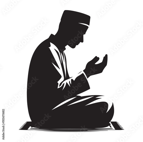 Muslim Praying Vector silhouette vector illustration