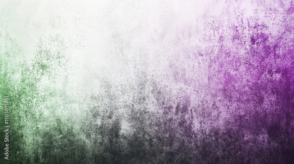 Fototapeta premium Grainy gradient background blending soft white, purple, green, and black hues, perfect for posters, banners, and webpage headers.