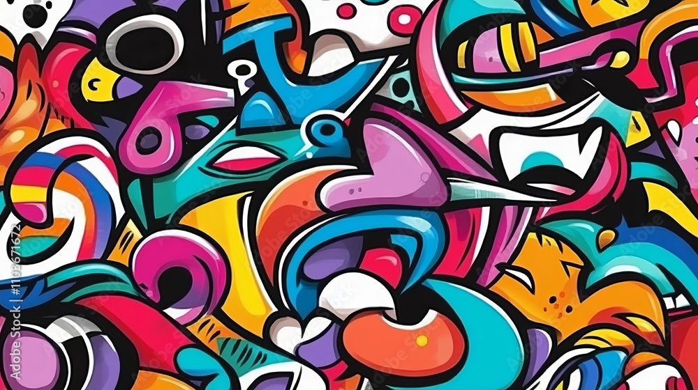 Obraz premium Vivid Urban Graffiti Seamless Wallpaper 