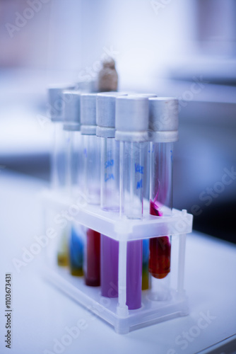 tubes in laboratory with blurry background