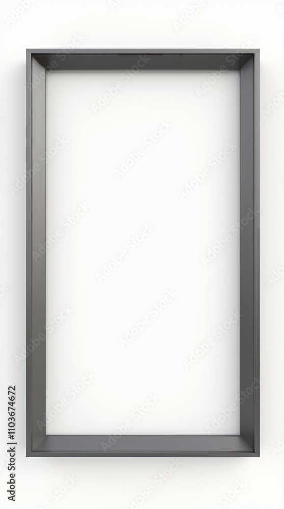 Modern metal frame for artwork on white background front view Modern metal frame for artwork on white background front view