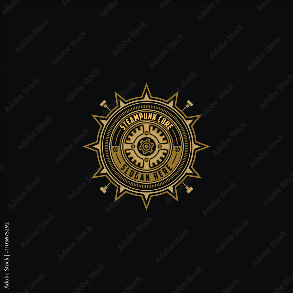 Naklejka premium Steampunk badge perfect for logo with simple gear