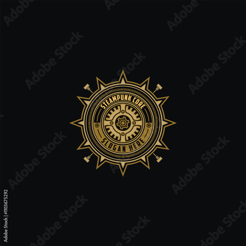 Steampunk badge perfect for logo with simple gear