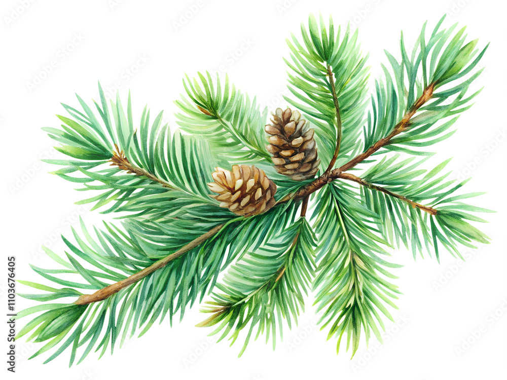 christmas tree branch with cones christmas tree branch with cones