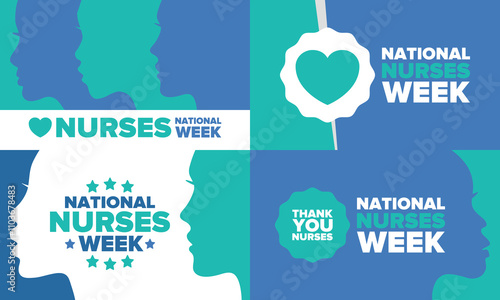 National Nurses Week. Thank you nurses. Medical and health care concept. Fighters against viruses and diseases. In honour of the doctors. Celebrated annual in United States. Vector illustration poster