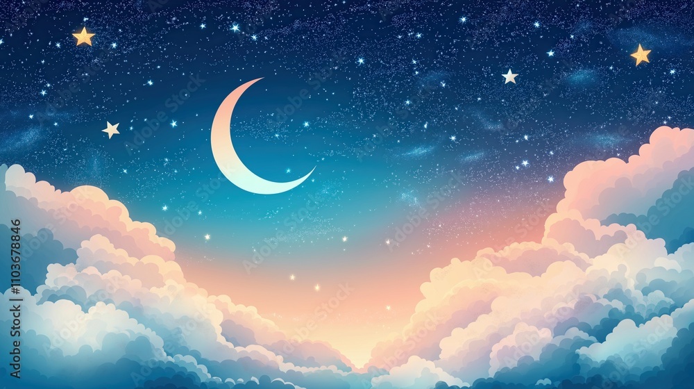 Dreamy Night Sky with Clouds Dreamy Night Sky with Clouds