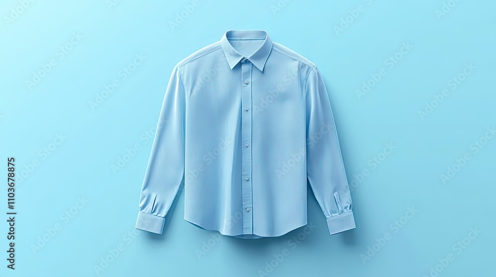 Light Blue Long Sleeved Dress Shirt on Blue Background Light Blue Long Sleeved Dress Shirt on Blue Background