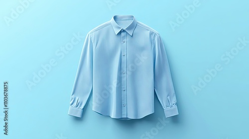 Light Blue Long Sleeved Dress Shirt on Blue Background