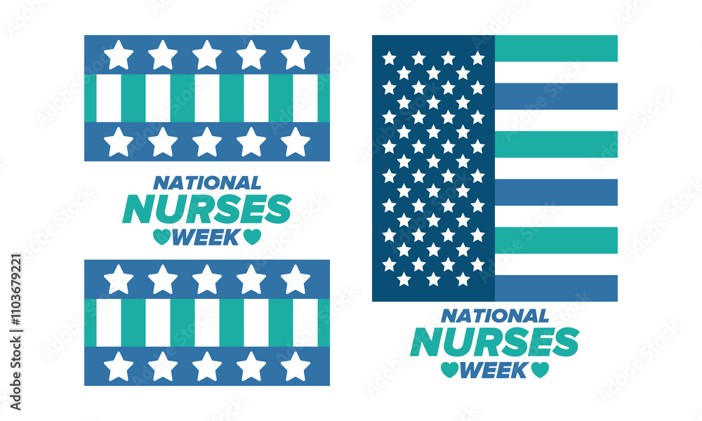 Fototapeta premium National Nurses Week. Thank you nurses. Medical and health care concept. Fighters against viruses and diseases. In honour of the doctors. Celebrated annual in United States. Vector illustration poster