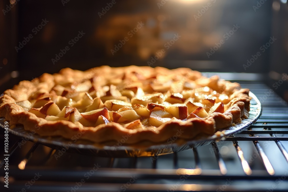 Fresh apple pie being baked at home Fresh apple pie being baked at home